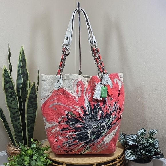 Coach Poppy Placed Flower Bella Tote